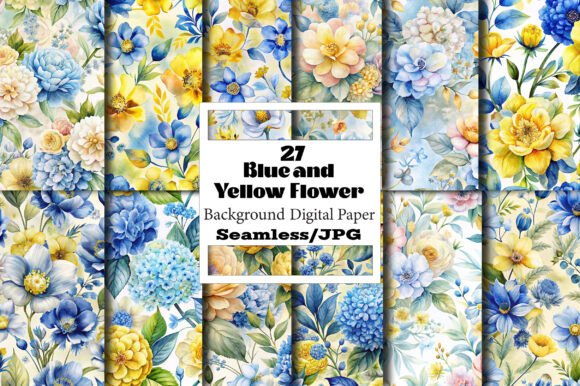 Blue and Yellow Flower Seamless Patterns: A Versatile Design for Creative Projects