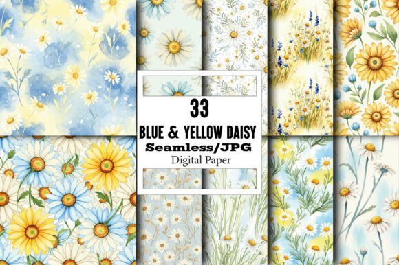 Blue Yellow Daisy Joyful Paper for Creative Projects
