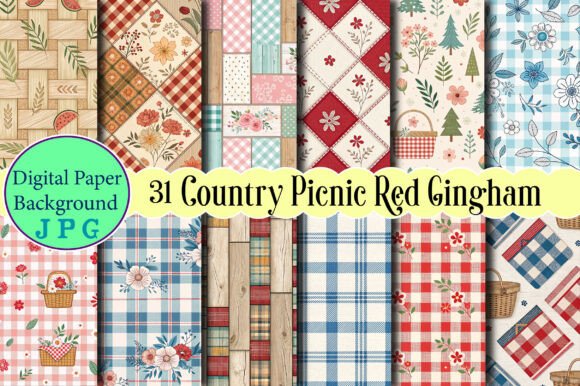 Country Picnic Red Gingham Digital Paper: A Versatile and Charming Design Element