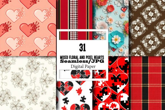 Discover the Versatility of Mixed Floral and Pixel Hearts Pattern
