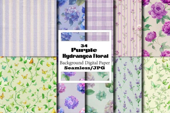 Discover the Versatility of Purple Hydrangea Floral Digital Paper