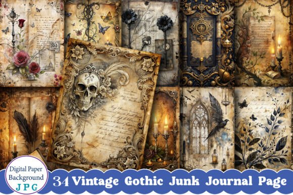 Embrace the Elegance of Vintage Gothic Junk Journal Pages