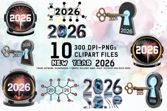 Embrace the Future with the Futuristic New Year 2026 Clipart Bundle