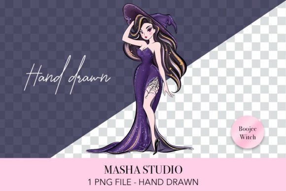 Embrace the Magic: Boujee Witch Hand Drawn Clipart for Creative Projects