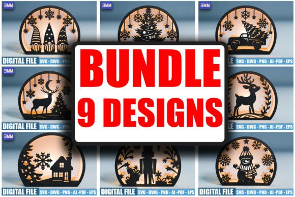 Explore the Magic of 9 Christmas Lanterns SVG Laser Cut Bundle