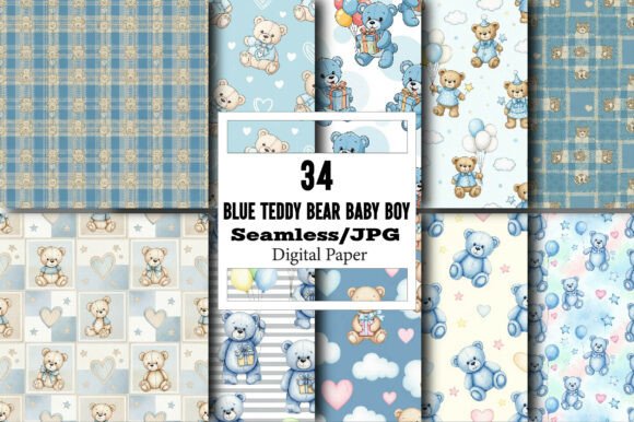 Explore the Versatile World of Blue Teddy Bear Baby Boy Digital Paper