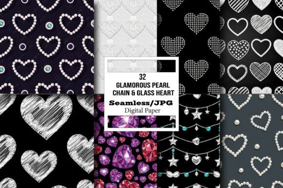 Glamorous Pearl Chain Glass Heart: A Versatile and Elegant Design Asset