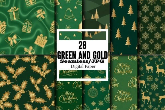 Green and Gold Christmas Digital Paper: A Versatile Tool for Creative Projects