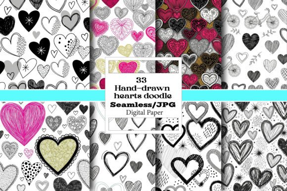 Hand-drawn Hearts Doodle Pattern: A Versatile and Charming Design Solution