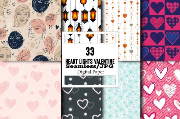 Heart Lights Valentine Digital Paper