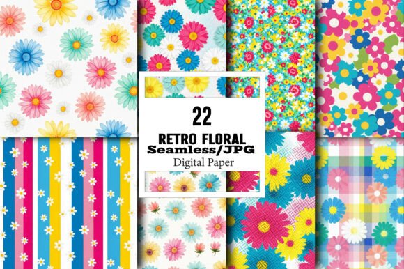 Retro Floral Digital Paper: A Versatile Design Asset