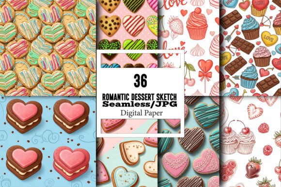 Romantic Dessert Sketch Pattern