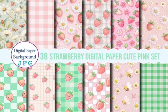 Strawberry Digital Paper Cute Pink Set: A Versatile Tool for Creative Projects