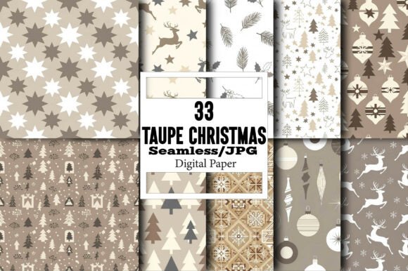 Taupe Christmas Seamless Digital Paper