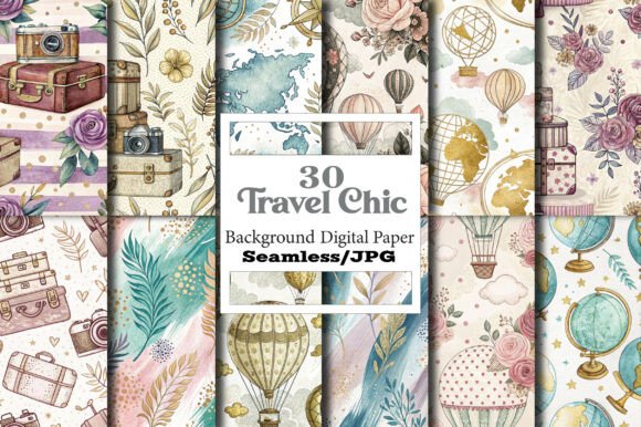 Travel Chic Seamless Pattern: A Versatile Design for Creative Projects