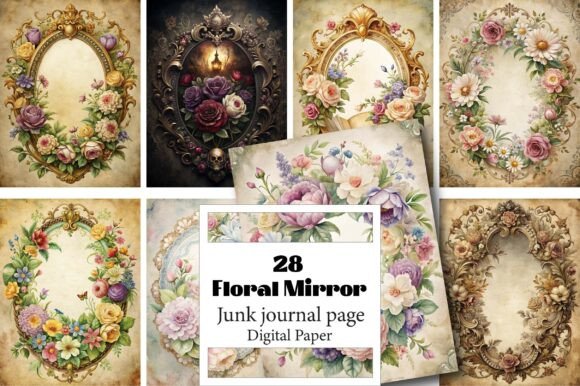 Unlocking Creativity with Floral Mirror Junk Journal Half Papers