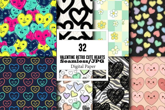 Valentine Retro Cute Hearts Design