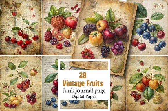 Vintage Fruits Journal Backgrounds: A Versatile Design Asset