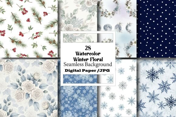 Watercolor Winter Floral Digital Paper: Your Ultimate Creative Toolkit