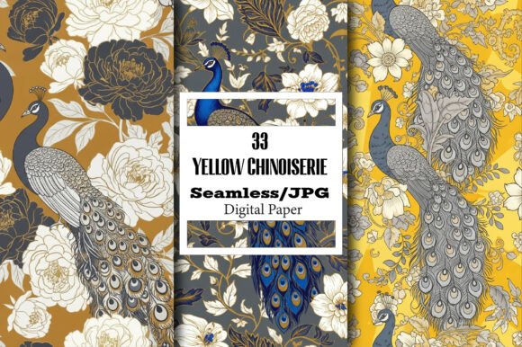 Yellow Chinoiserie Seamless Pattern: A Versatile Design for Creative Projects